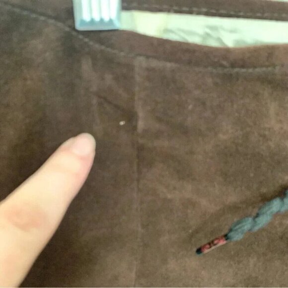 Vintage Mister Leather Chocolate Brown Suede Leather Fringe Midi Skirt - Picture 15 of 16